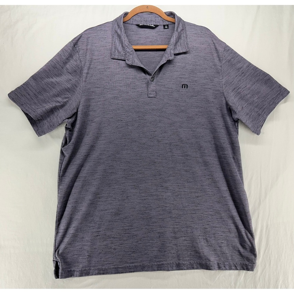 Travis Mathew Mens XXL Heathered Purple Grey Polo Shirt Golf Casual
